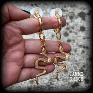 Snake tunnel hoops-Snake snap ring earrings