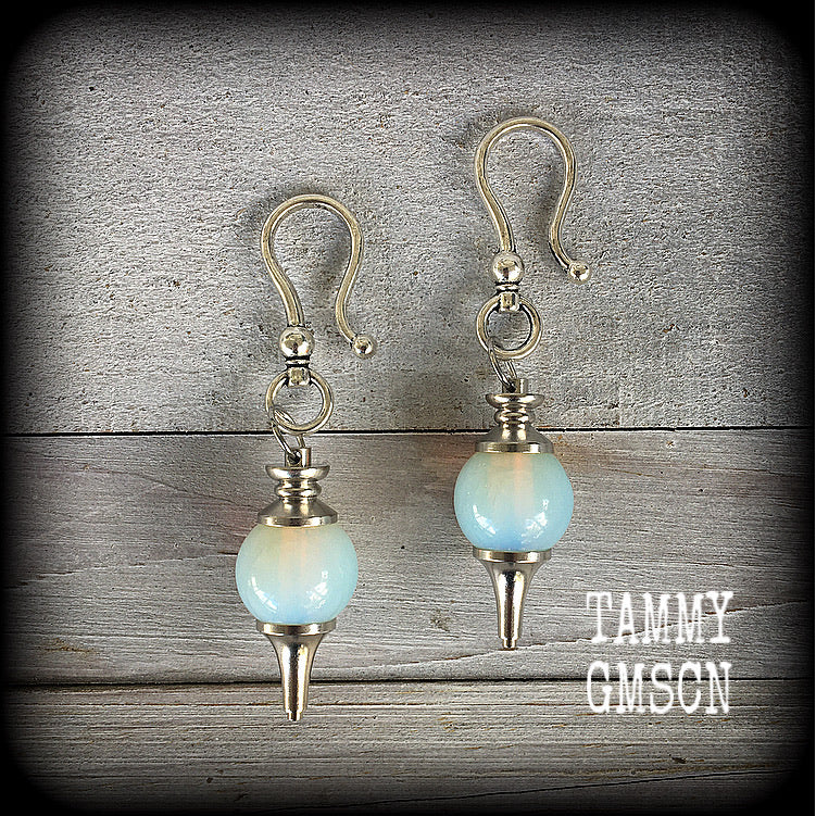 Moonstone ear hangers-Opalite earrings