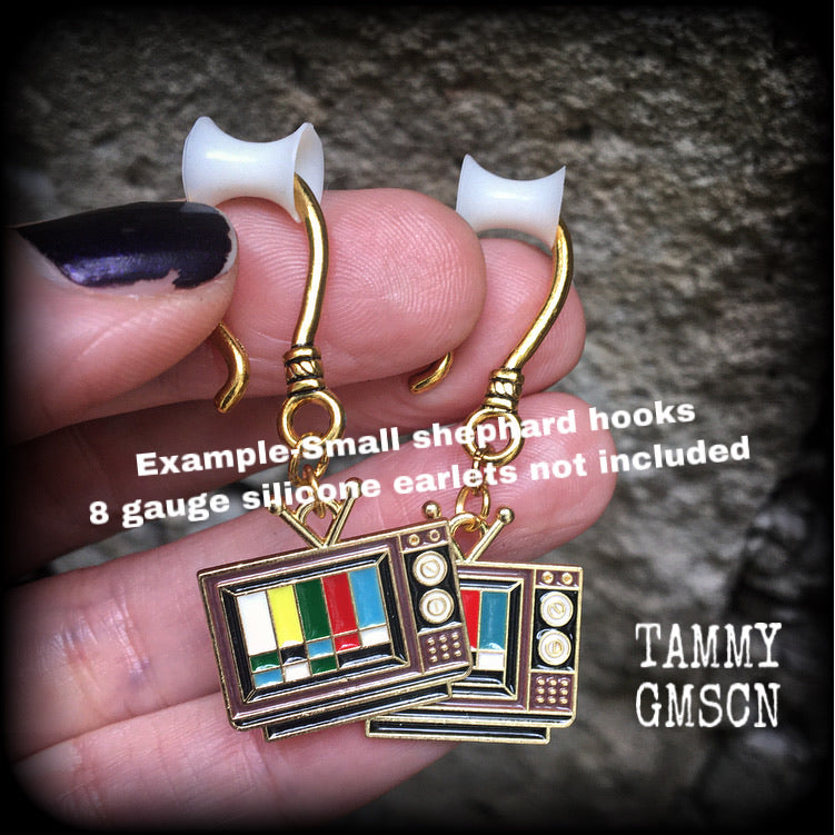 Television earrings-Tunnel friendly earrings