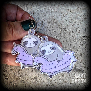 Sloth earrings-Unicorn floatie earrings