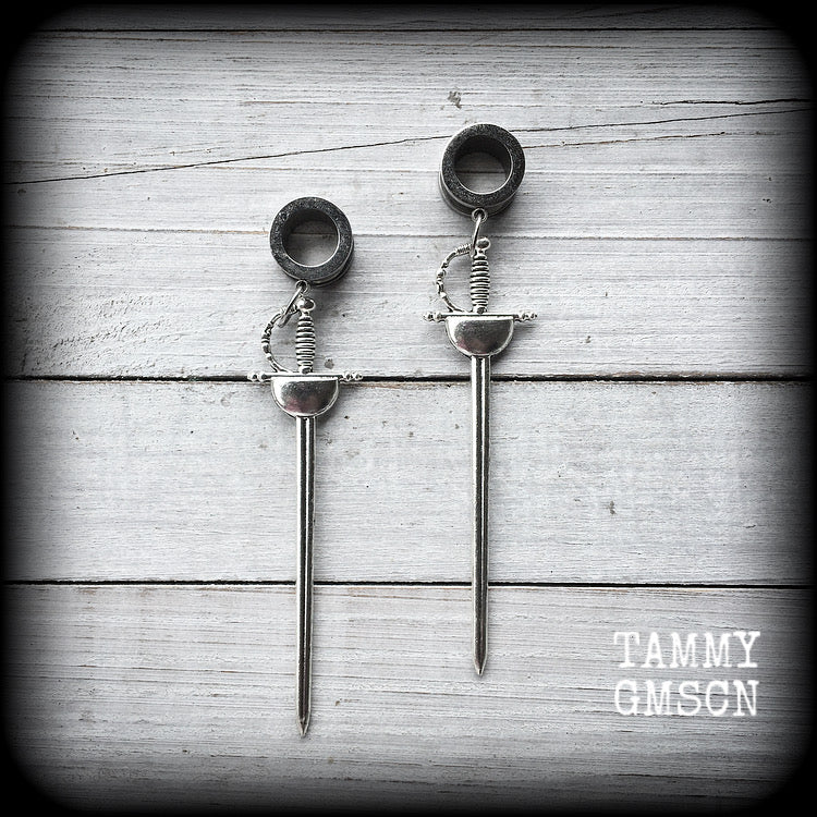Ace of swords tunnel earrings