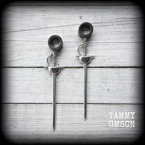 Ace of swords tunnel earrings
