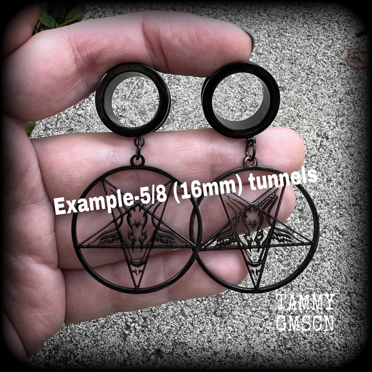 Baphomet tunnel earrings
