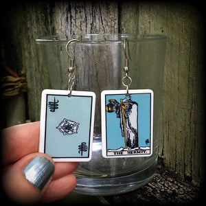 The Hermit Tarot card earrings Tarot cards Chiromancy Palmistry Tarot jewellery Occult jewellery Esoteric jewelry Pierced ears Stretched lobes
