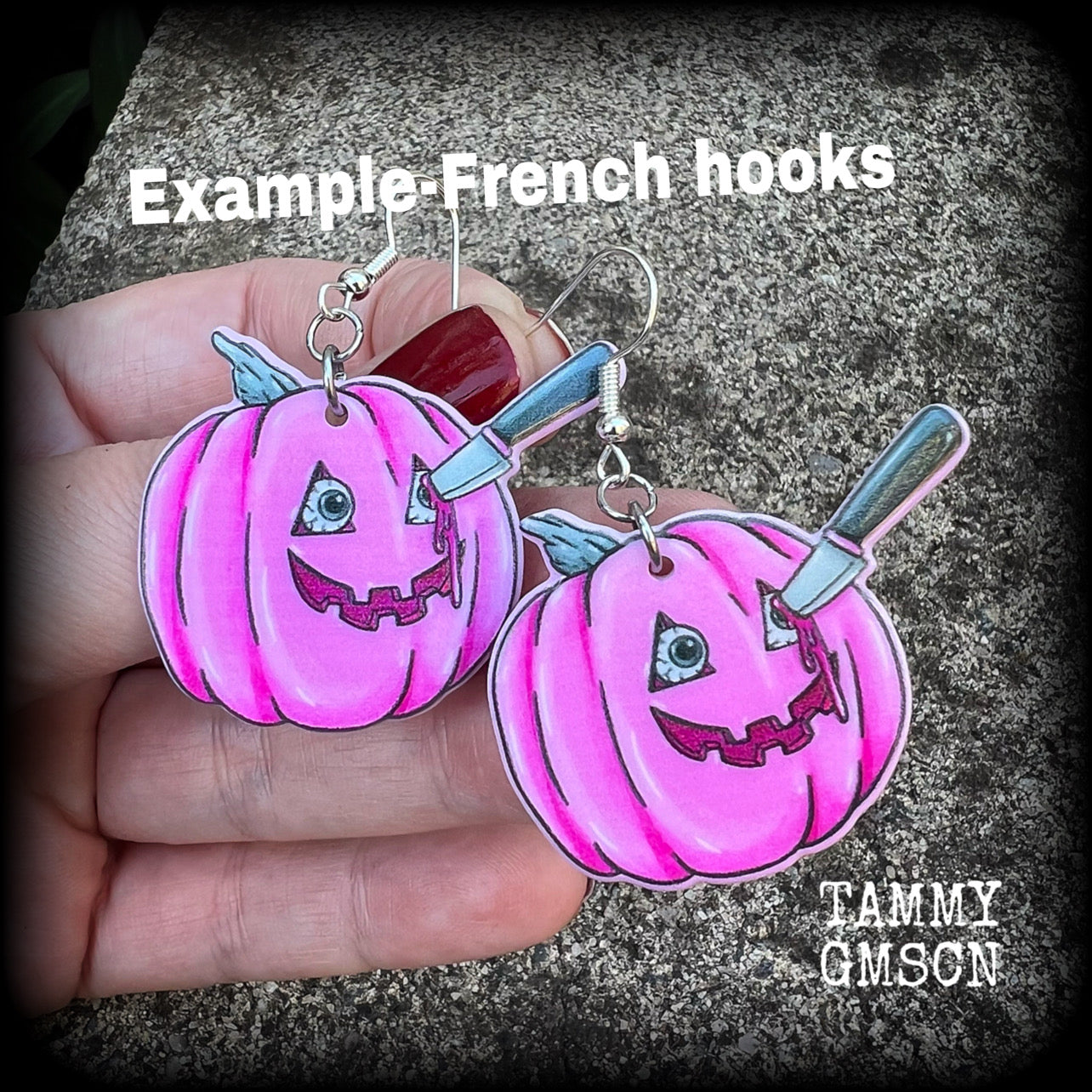 Pink Stabby Jack O’ Lantern earrings