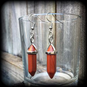 Red jasper earrings-Gemstone earrings