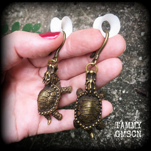 Dragon turtle earrings-Ear hangers