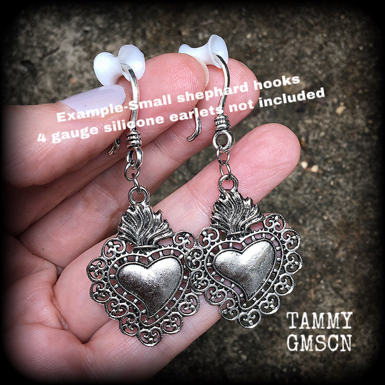 Sacred heart earrings-Ear hangers