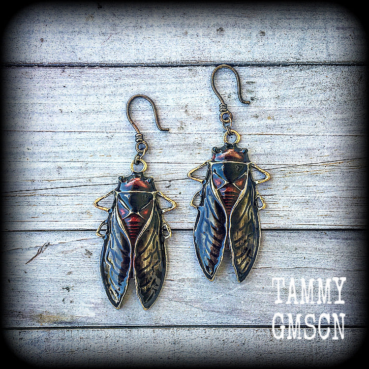 Cicada earrings-Locust ear hangers