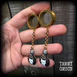 Quirky cat tunnel earrings-Tunnel dangles