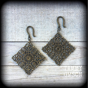 Mandala ear hangers-Tunnel earrings