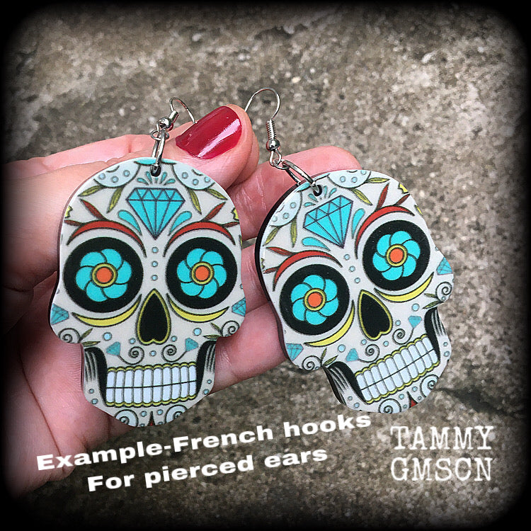 Sugar skull earrings-Day of the Dead earrings