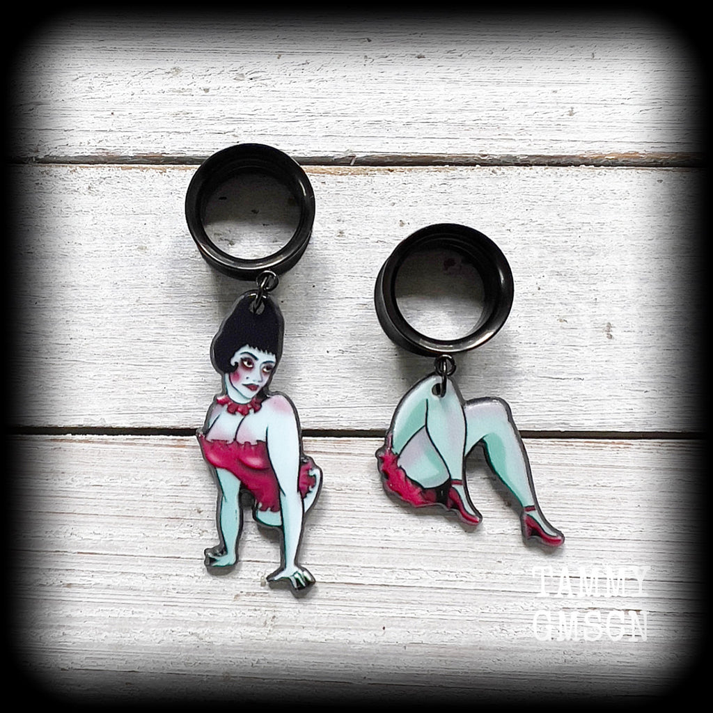 Beetlejuice earrings-Magicians assistant tunnel earrings