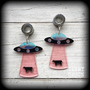 UFO tunnel earrings