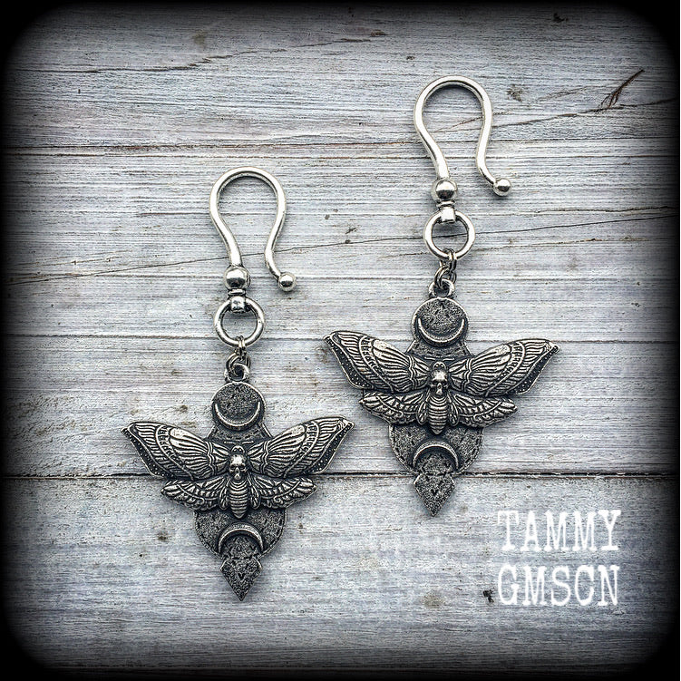 Deaths head moth earrings-Ear hangers