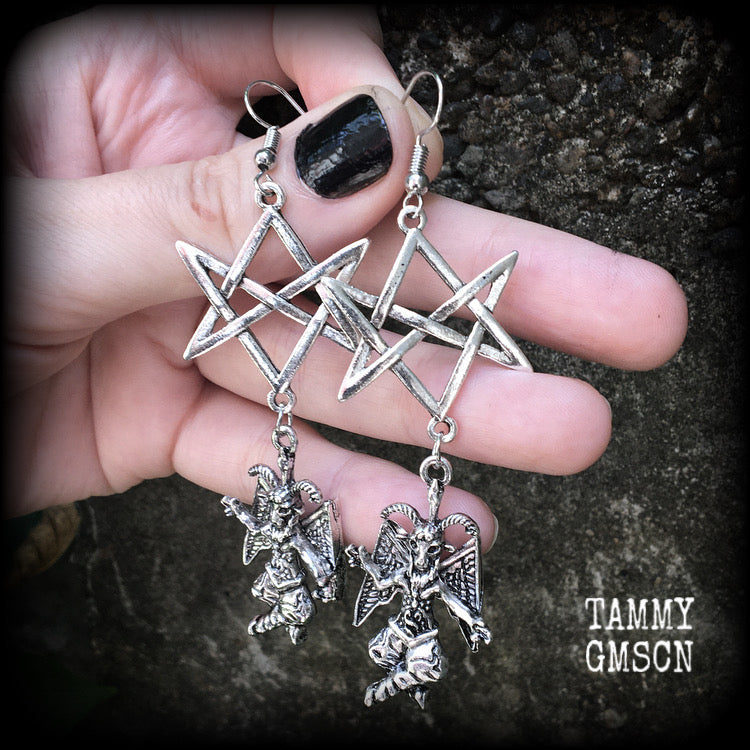 Baphomet earrings-Unicursal hexagram earrings