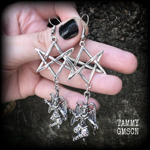 Baphomet earrings-Unicursal hexagram earrings
