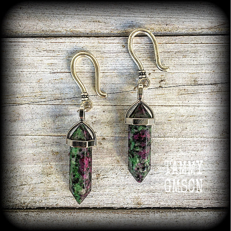 Ruby in fuchsite earrings 