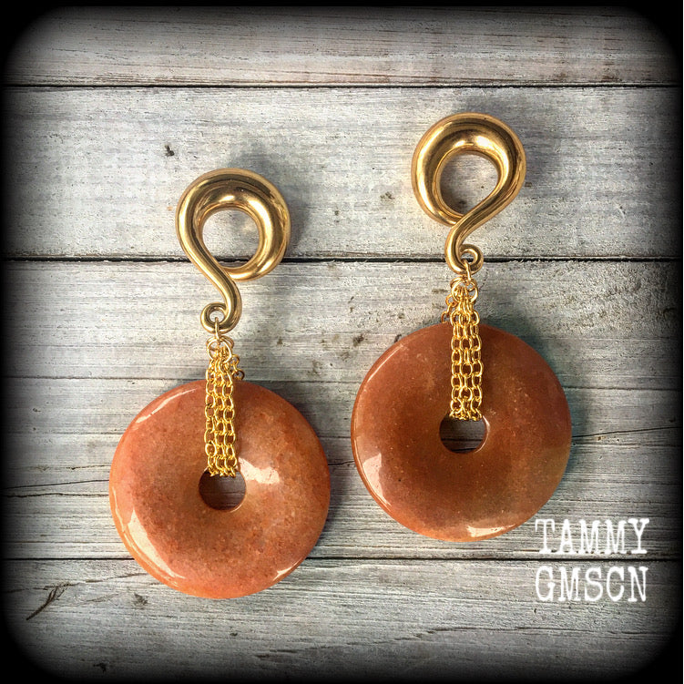 Indian agate ear weights-Gauged earrings