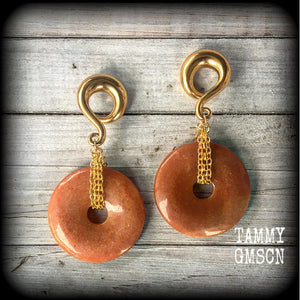 Indian agate ear weights-Gauged earrings