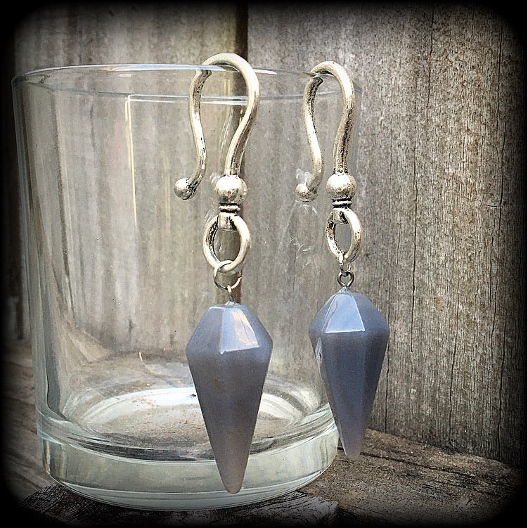 Grey agate earrings-Ear hangers