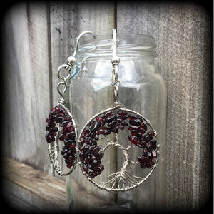 Tree of life earrings-Garnet earrings