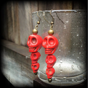 Kali Maa earrings-Skull stack earrings