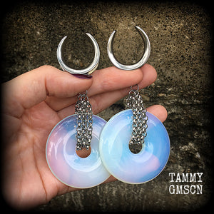 Opalite ear weights-Gauged earrings