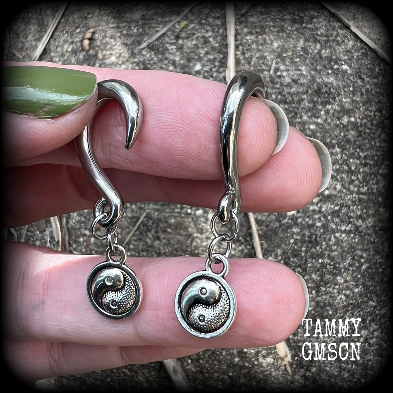 Yin Yang gauged earrings