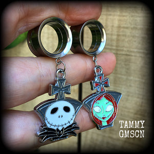 Jack and Sally NMBC tunnel earrings