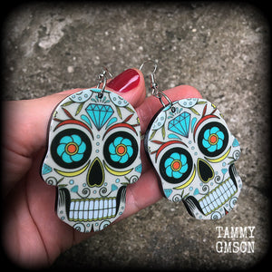 Sugar skull earrings-Day of the Dead earrings