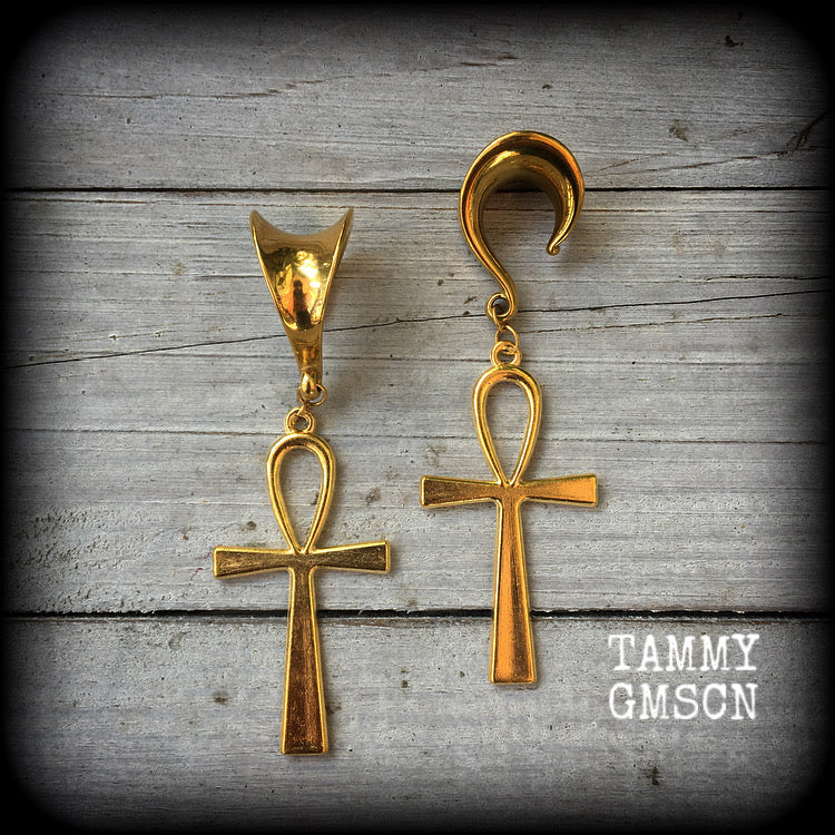 Ankh gauged earrings