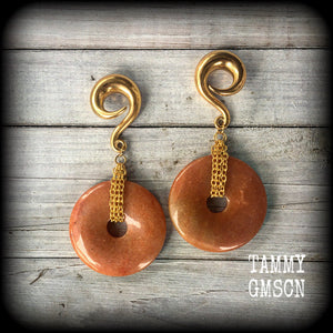 Indian agate ear weights-Gauged earrings