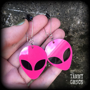 Hot Pink alien earrings