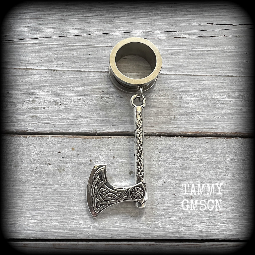 Single Viking axe tunnel earring