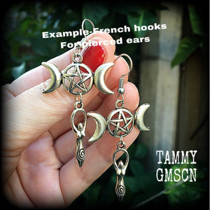 Triple goddess earrings-Maiden Mother Crone earrings