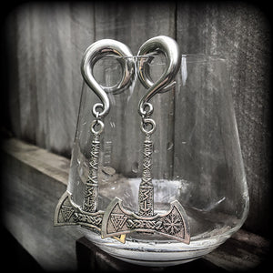 Viking axe gauged earrings