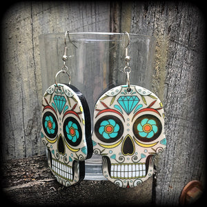 Sugar skull earrings-Day of the Dead earrings