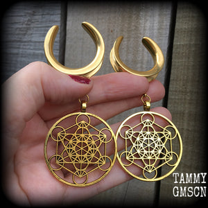 Metatrons cube gauged earrings-Geometric gauges