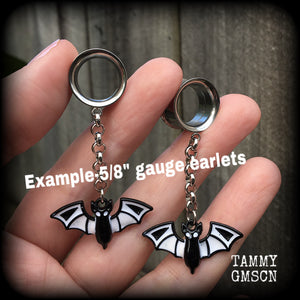 Bat tunnel dangles-Tunnel earrings