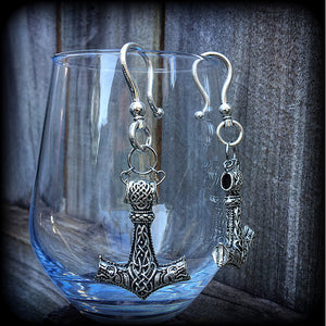 Thors Hammer earrings-Viking ear hangers