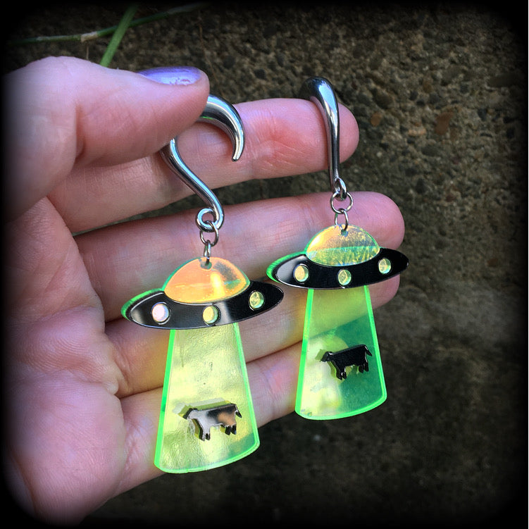 UFO gauged earrings