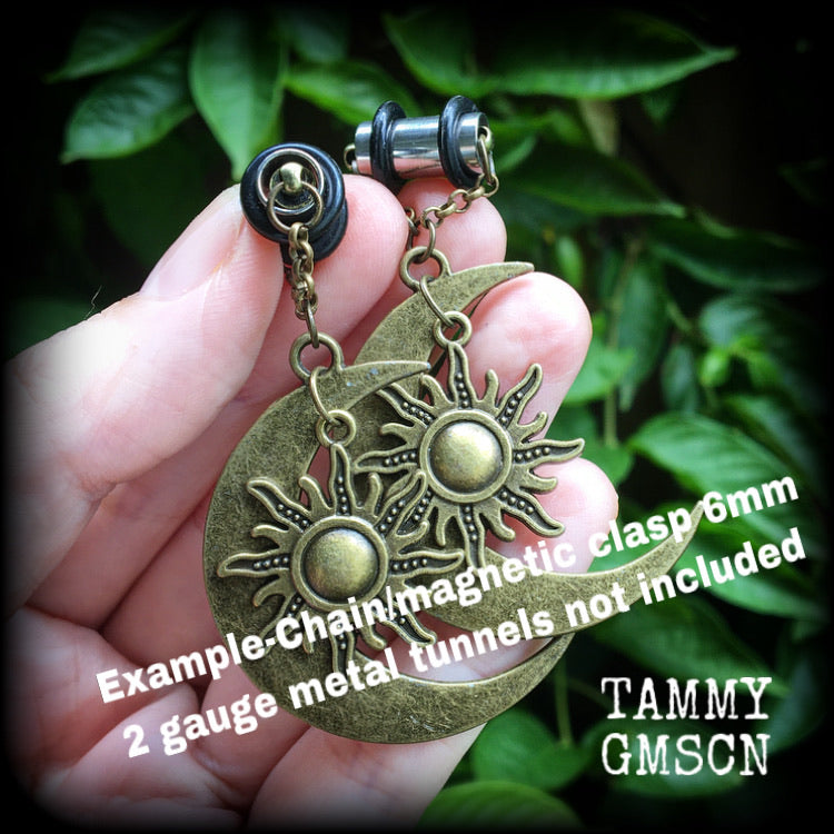 Esoteric sun and moon earrings-Ear hangers