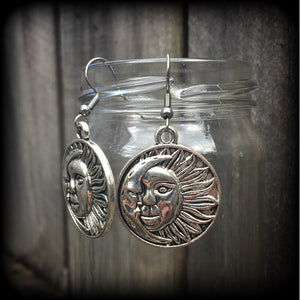 Esoteric sun and moon earrings