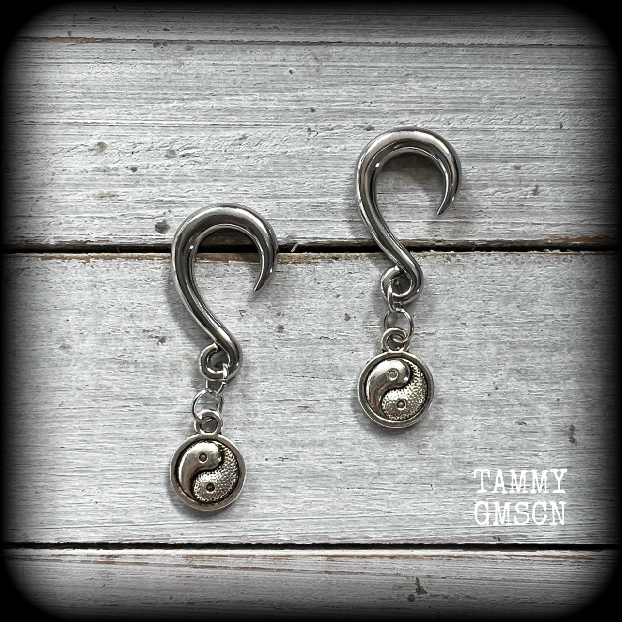 Yin Yang gauged earrings