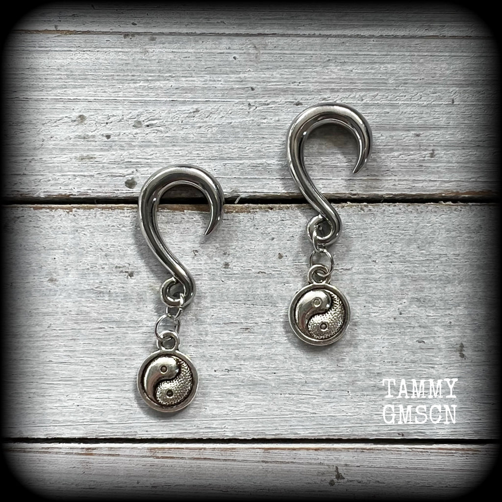 Yin Yang gauged earrings