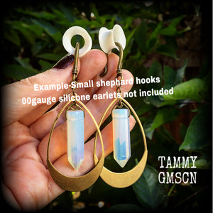 Opalite and brass teardrop ear hangers