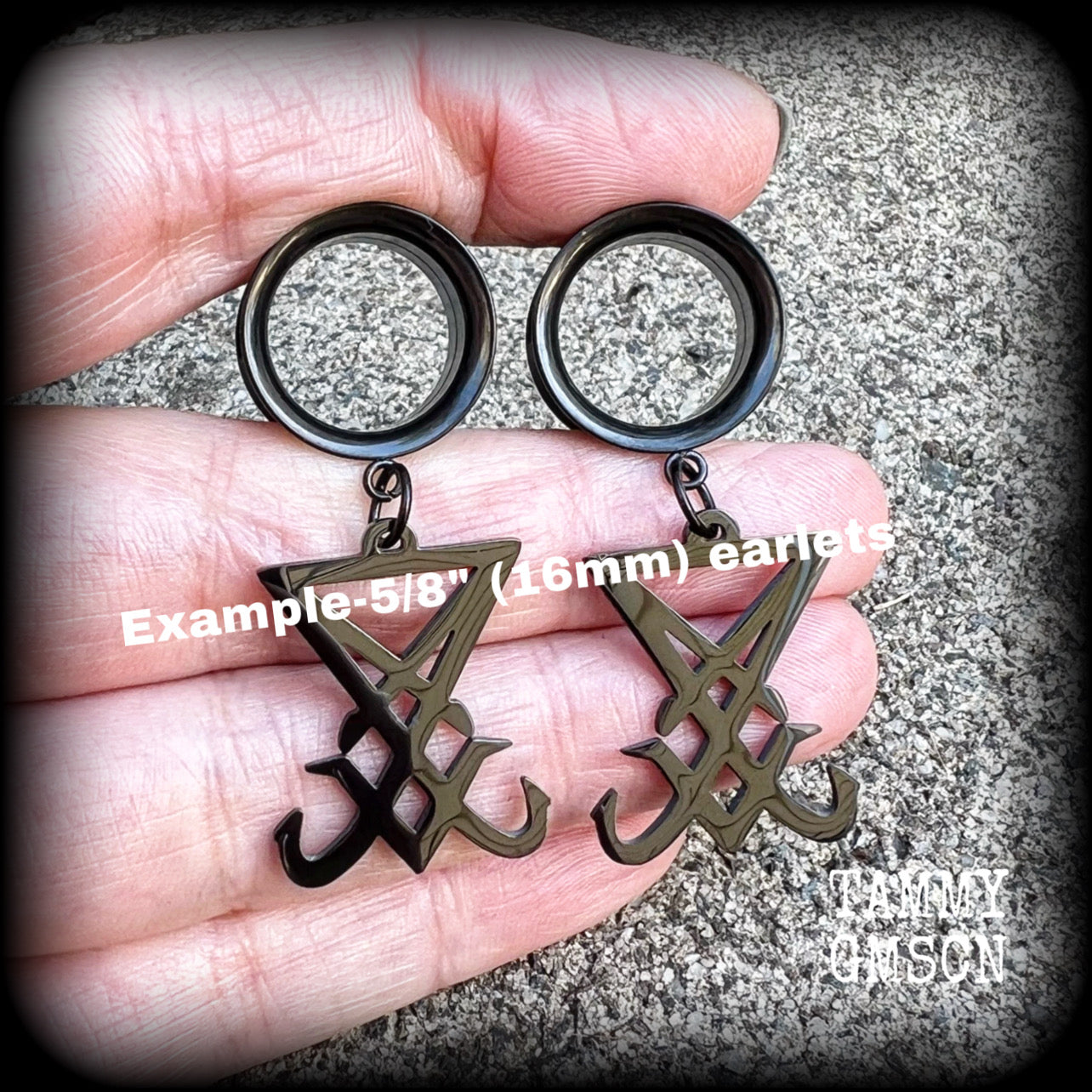 Sigil of Lucifer tunnel earrings