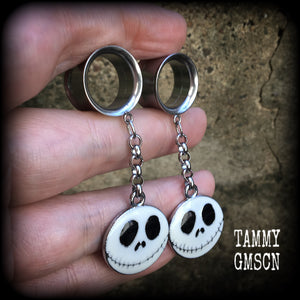 Jack Skellington tunnel earrings-NMBC