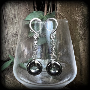 Hematite gauged earrings